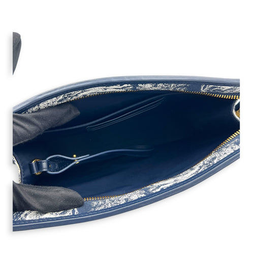 Montaigne 30 Pouch Blue in Jacquard, Gold hardware