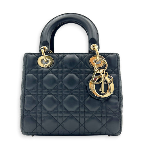 Lady Dior My ABCDior Top Handle Bag Small Black in Lambskin, Gold hardware