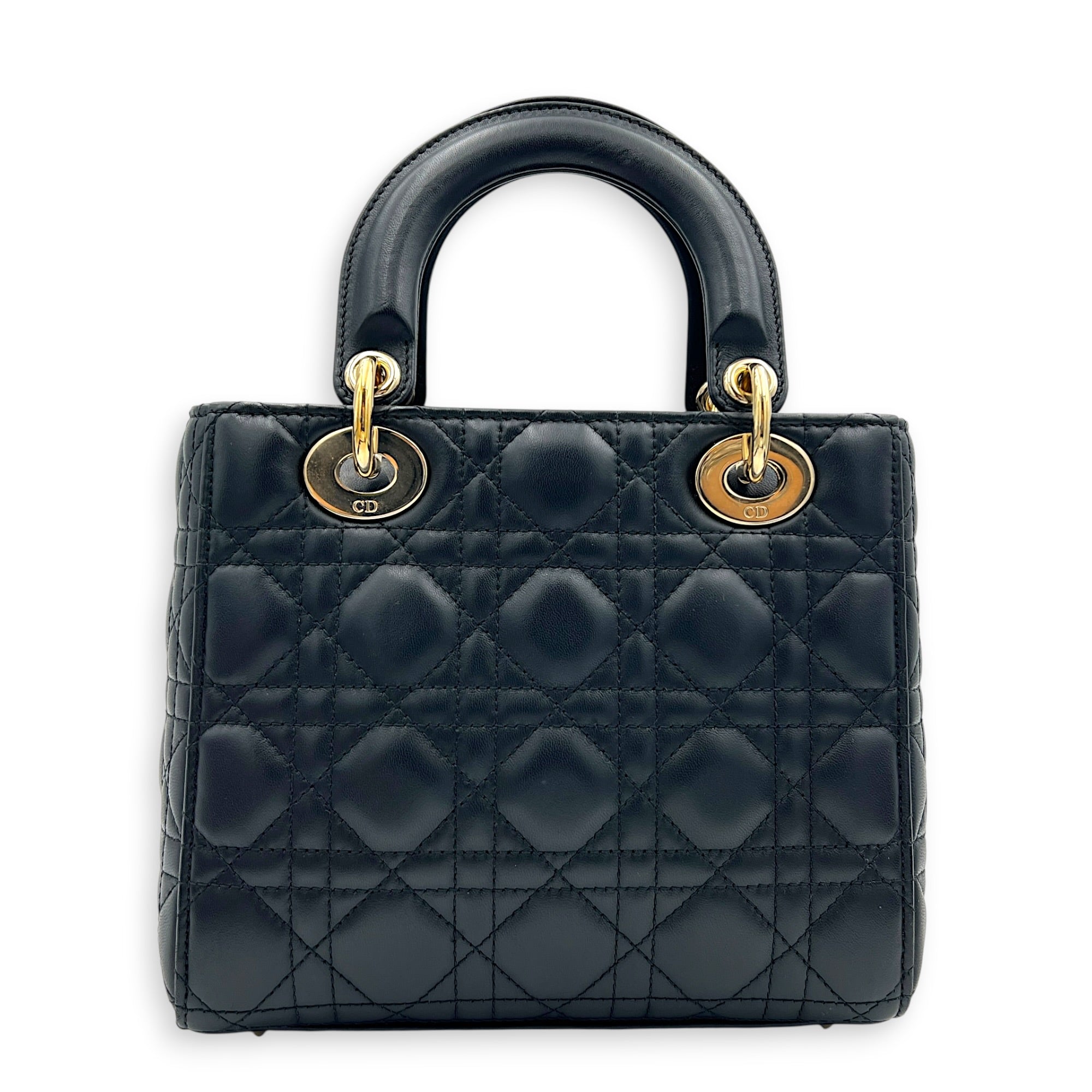 Lady Dior My ABCDior Top Handle Bag Small Black in Lambskin, Gold hardware
