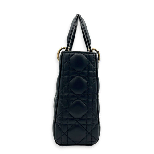 Lady Dior My ABCDior Top Handle Bag Small Black in Lambskin, Gold hardware