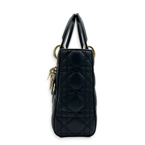 Lady Dior My ABCDior Top Handle Bag Small Black in Lambskin, Gold hardware