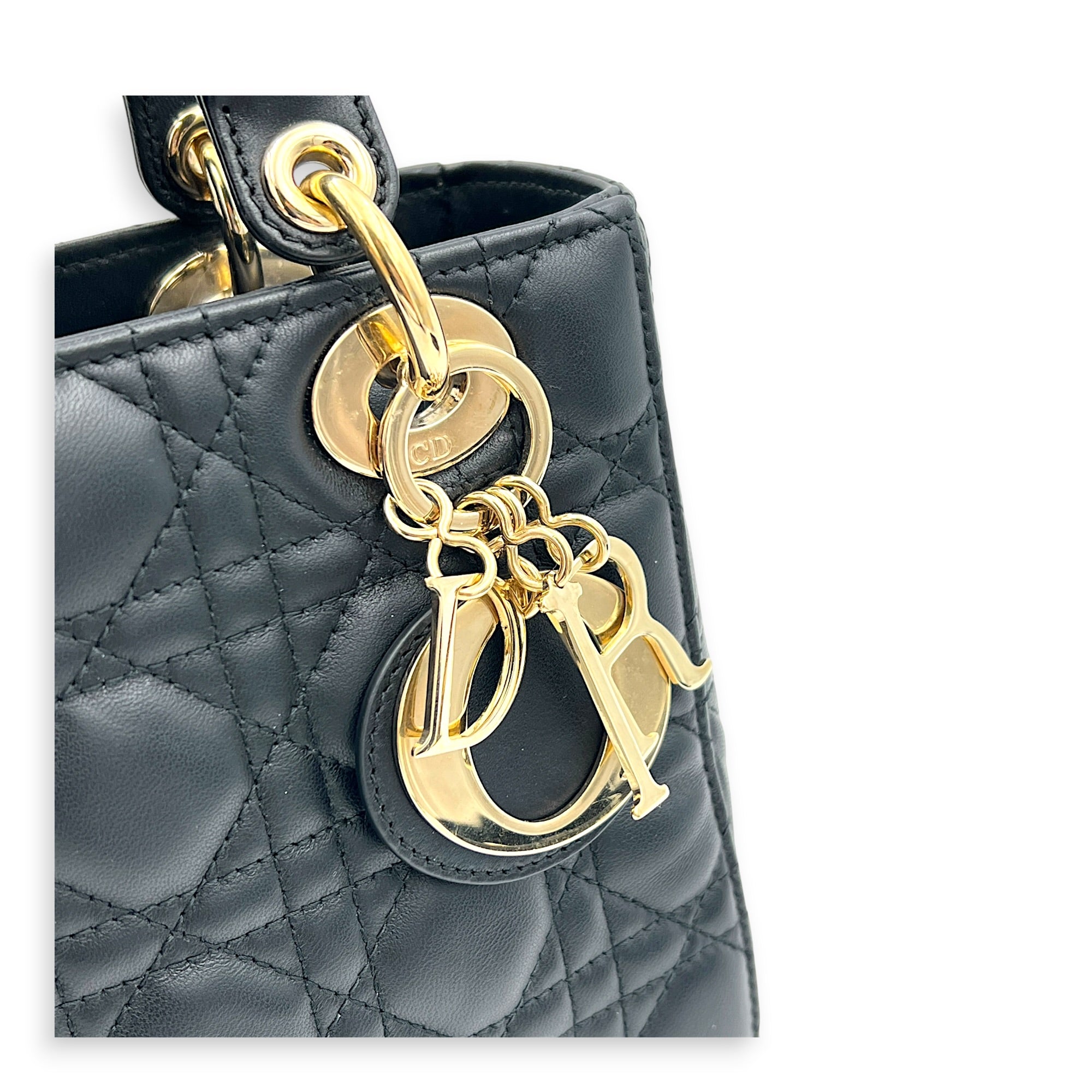 Lady Dior My ABCDior Top Handle Bag Small Black in Lambskin, Gold hardware