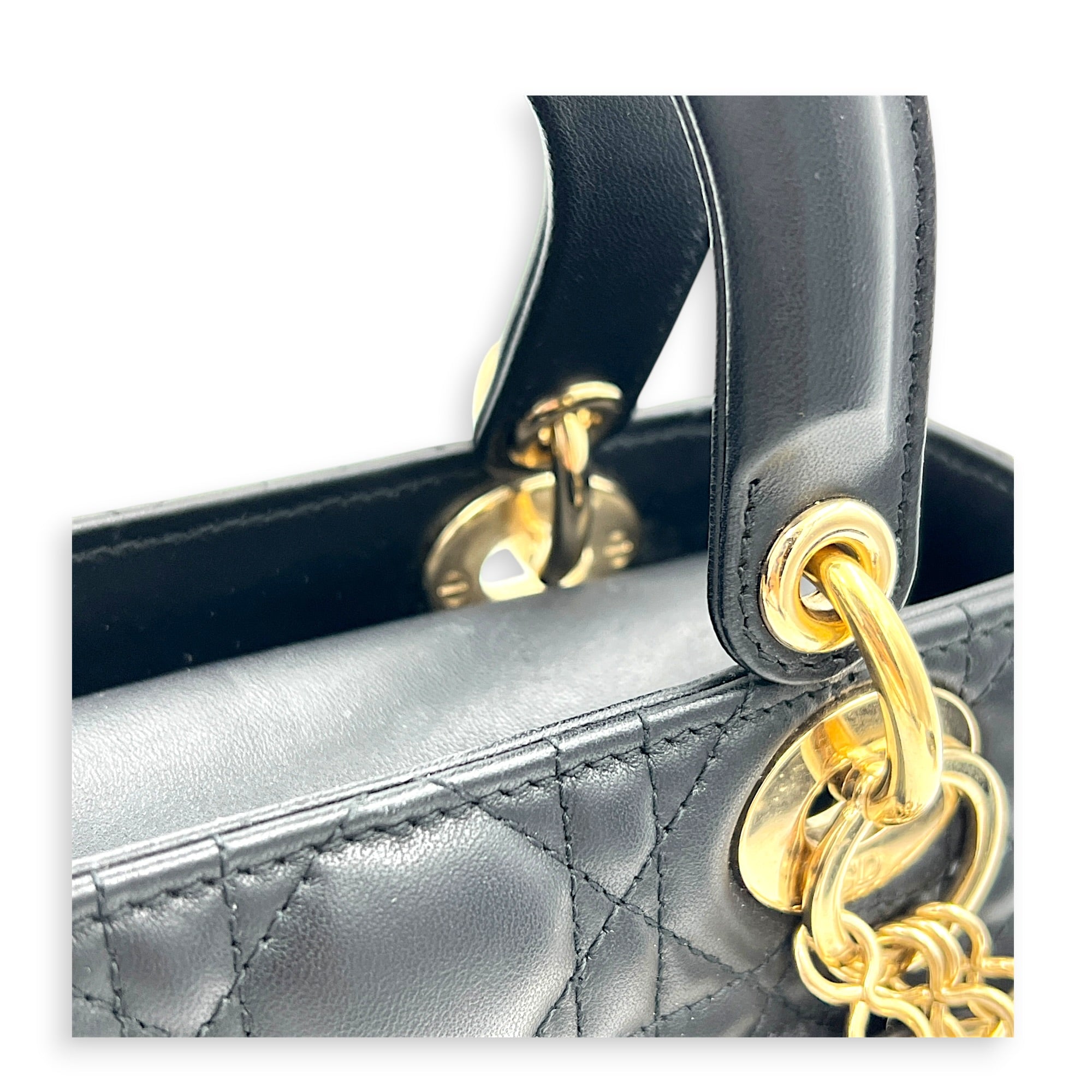 Lady Dior My ABCDior Top Handle Bag Small Black in Lambskin, Gold hardware