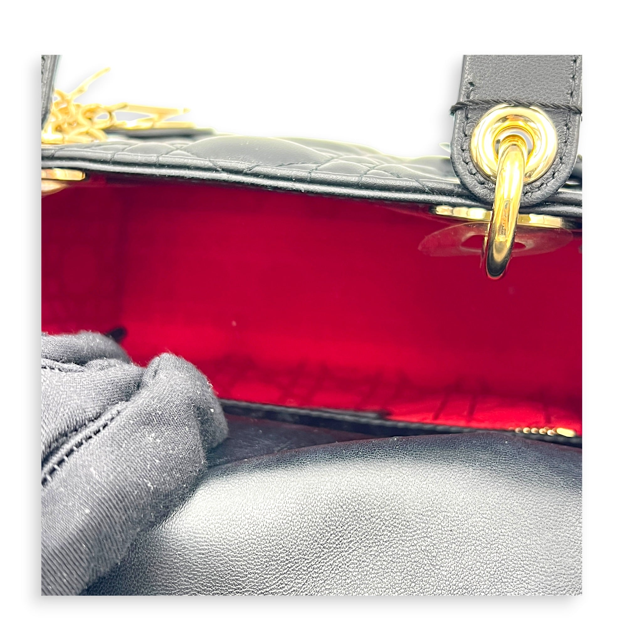 Lady Dior My ABCDior Top Handle Bag Small Black in Lambskin, Gold hardware