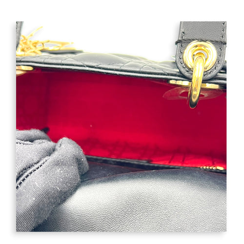 Lady Dior My ABCDior Top Handle Bag Small Black in Lambskin, Gold hardware