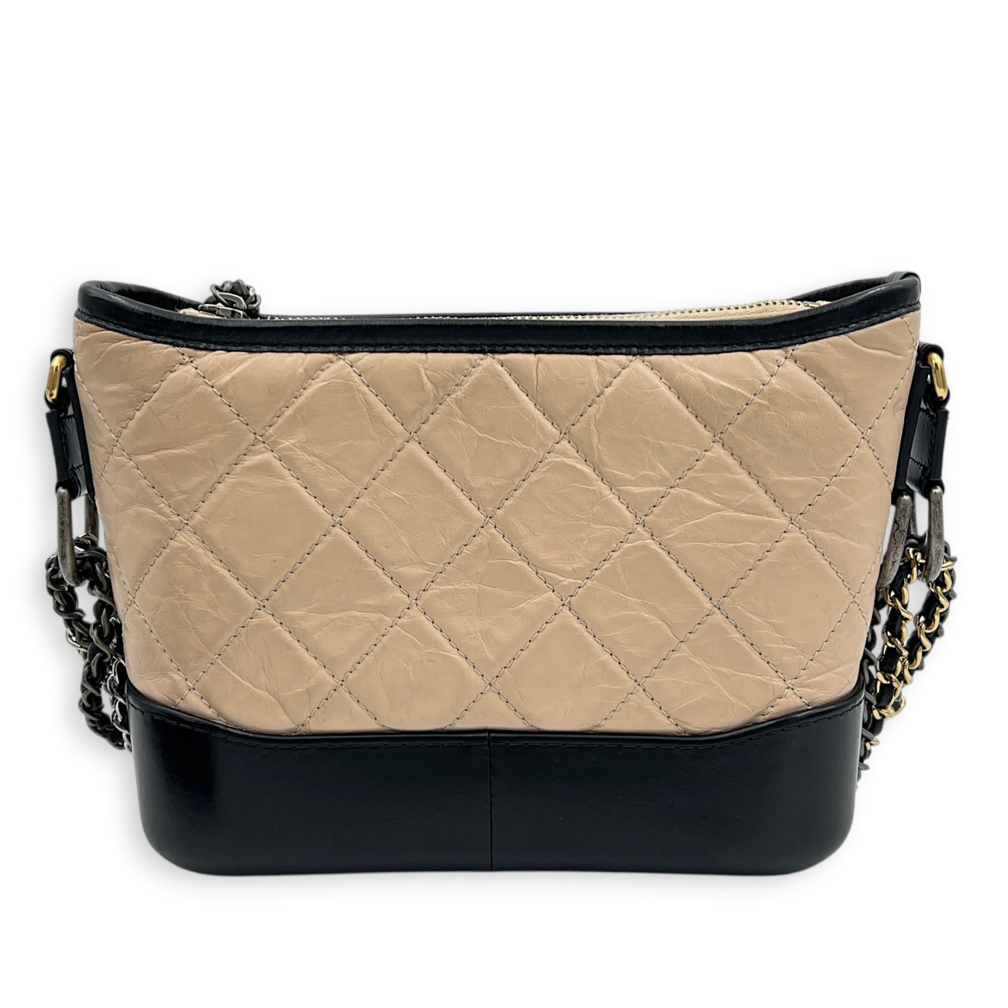Gabrielle Shoulder Bag Beige in Calfskin, Mixed hardware