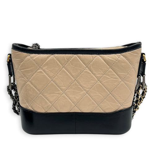 Gabrielle Shoulder Bag Beige in Calfskin, Mixed hardware