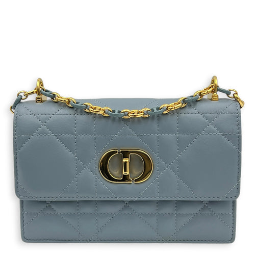 Miss Caro Shoulder Bag Grey in Calfskin, Gold hardware