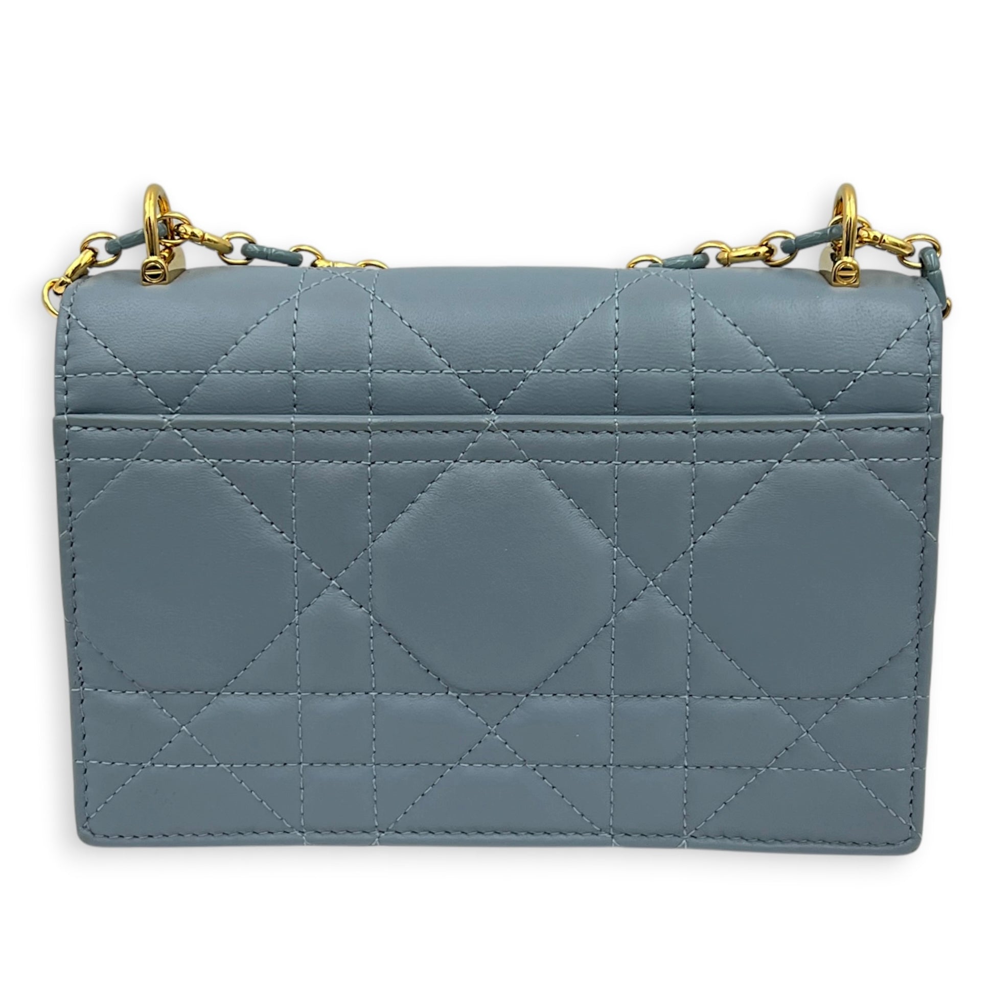 Miss Caro Shoulder Bag Grey in Calfskin, Gold hardware