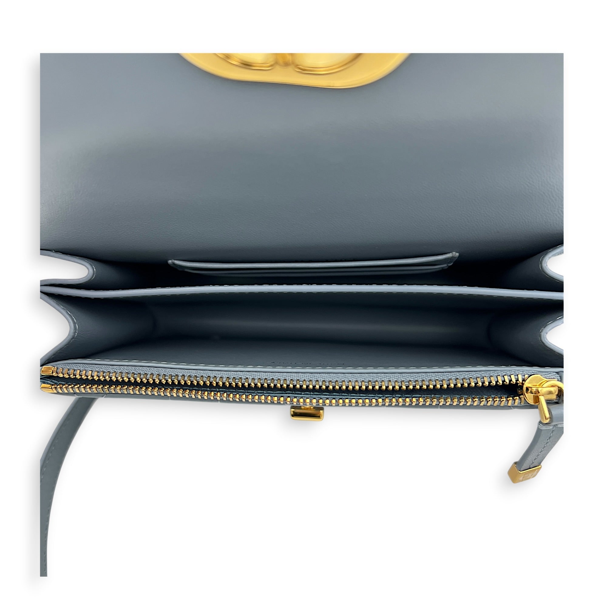 Miss Caro Shoulder Bag Grey in Calfskin, Gold hardware