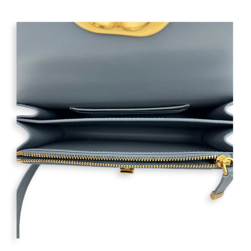 Miss Caro Shoulder Bag Grey in Calfskin, Gold hardware