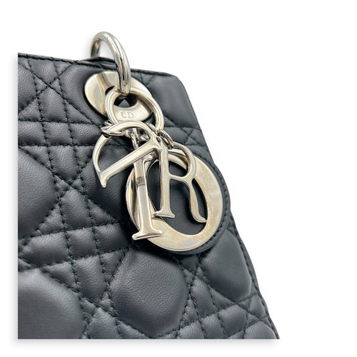 Lady Dior Top Handle Bag Black in Lambskin, Silver hardware