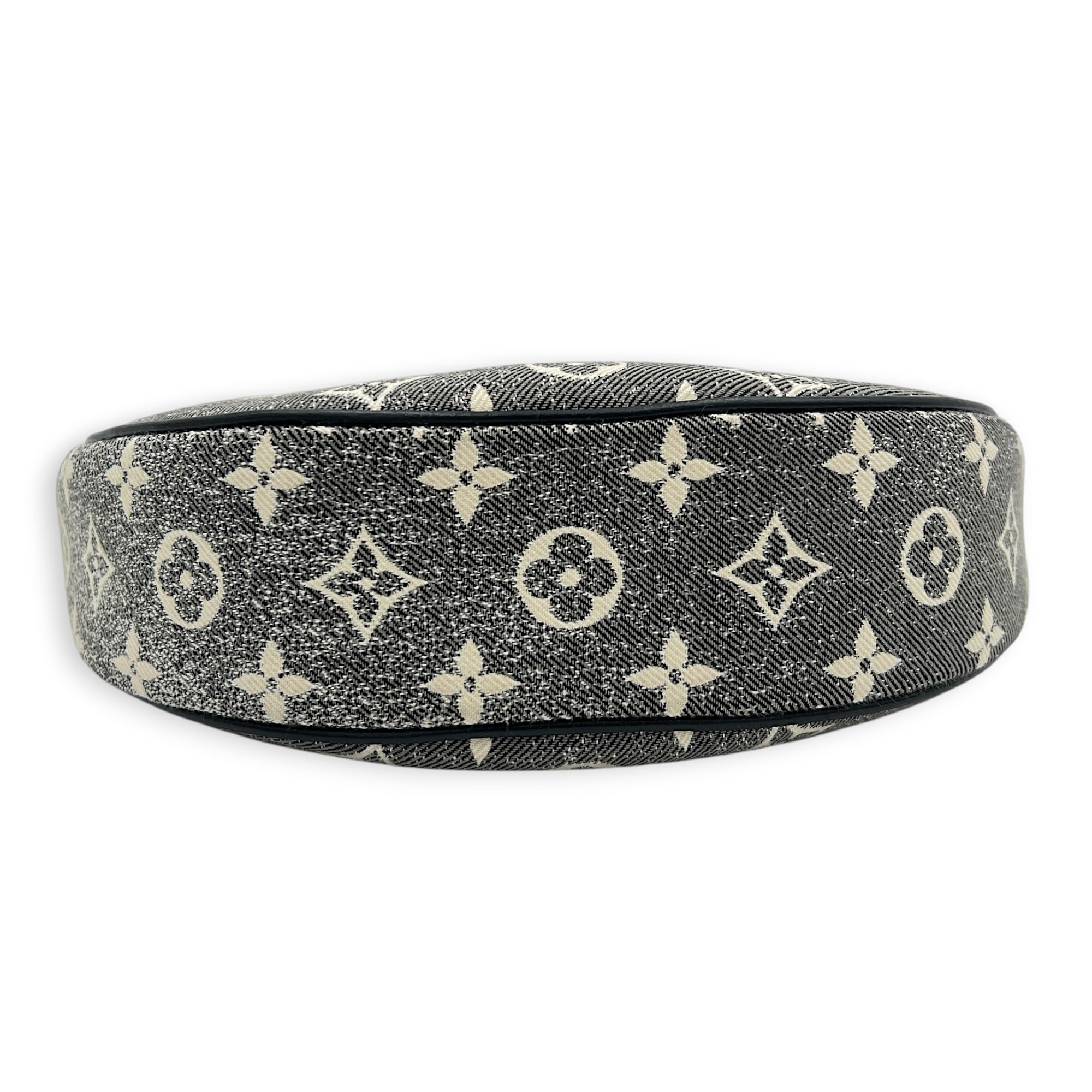 Loop Shoulder Bag Black in Denim, Silver hardware