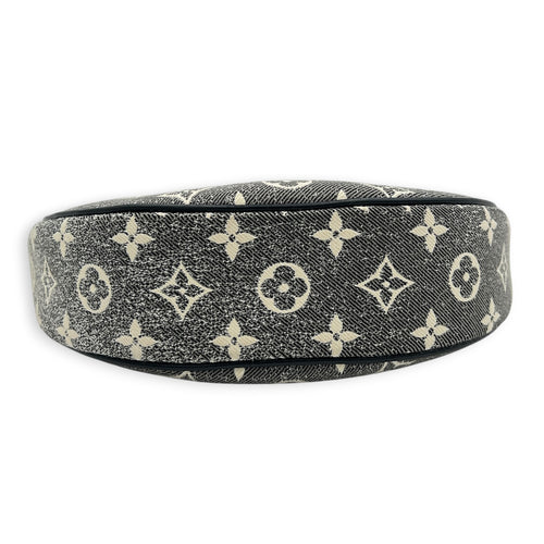 Loop Shoulder Bag Black in Denim, Silver hardware