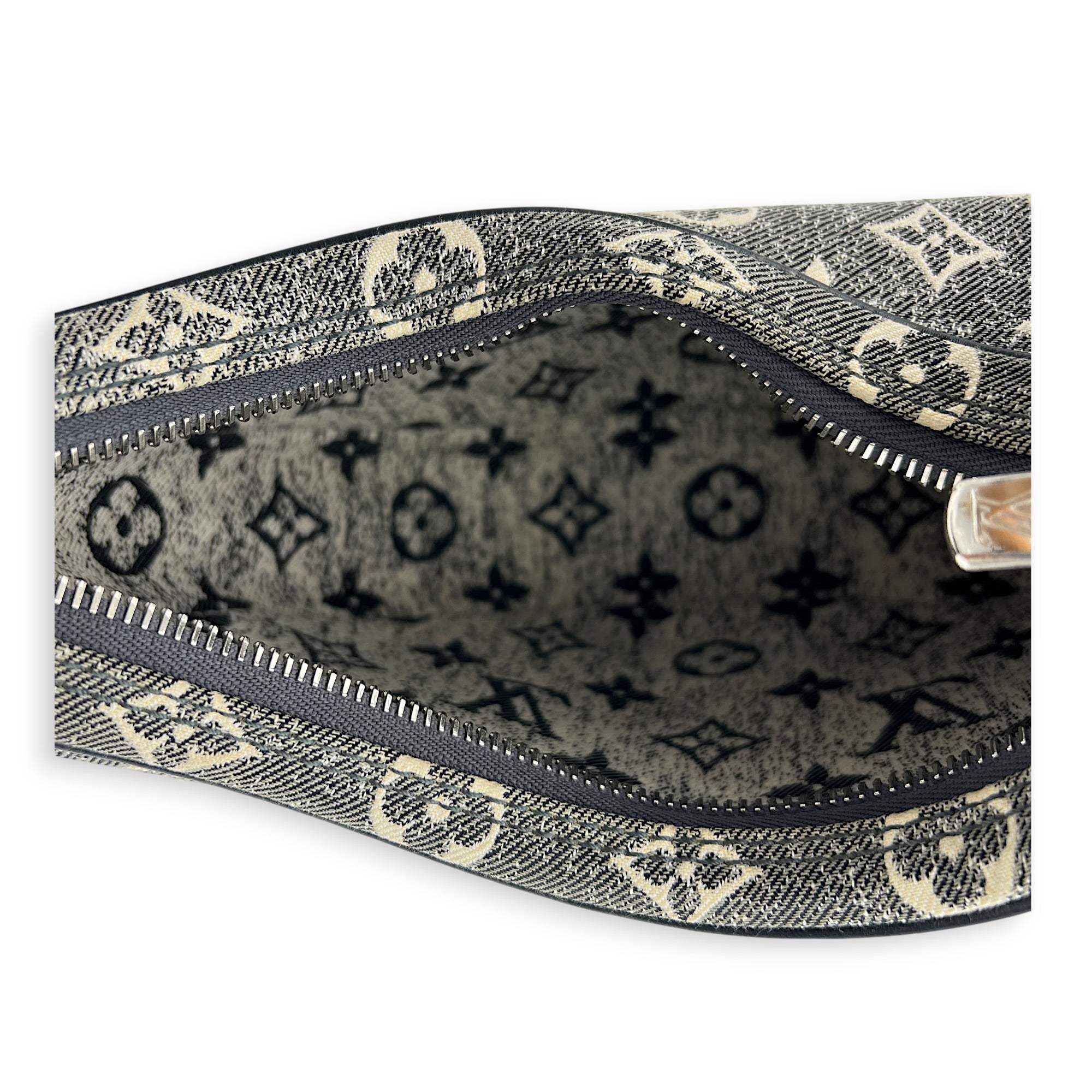 Loop Shoulder Bag Black in Denim, Silver hardware