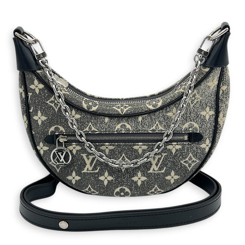Loop Shoulder Bag Black in Denim, Silver hardware