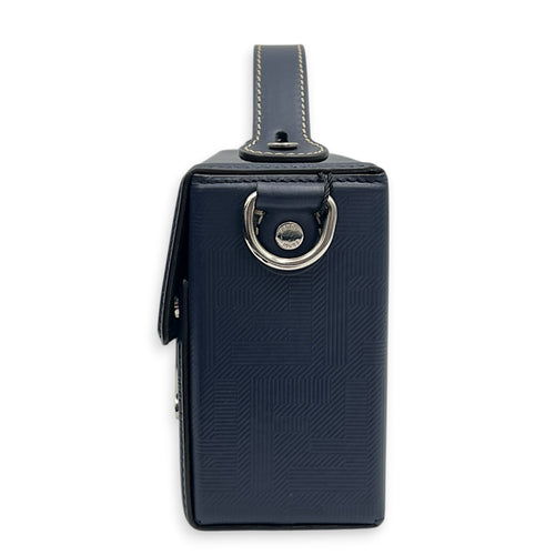 Baguette Box Shoulder Bag Blue in Coated Canvas, Silver hardware