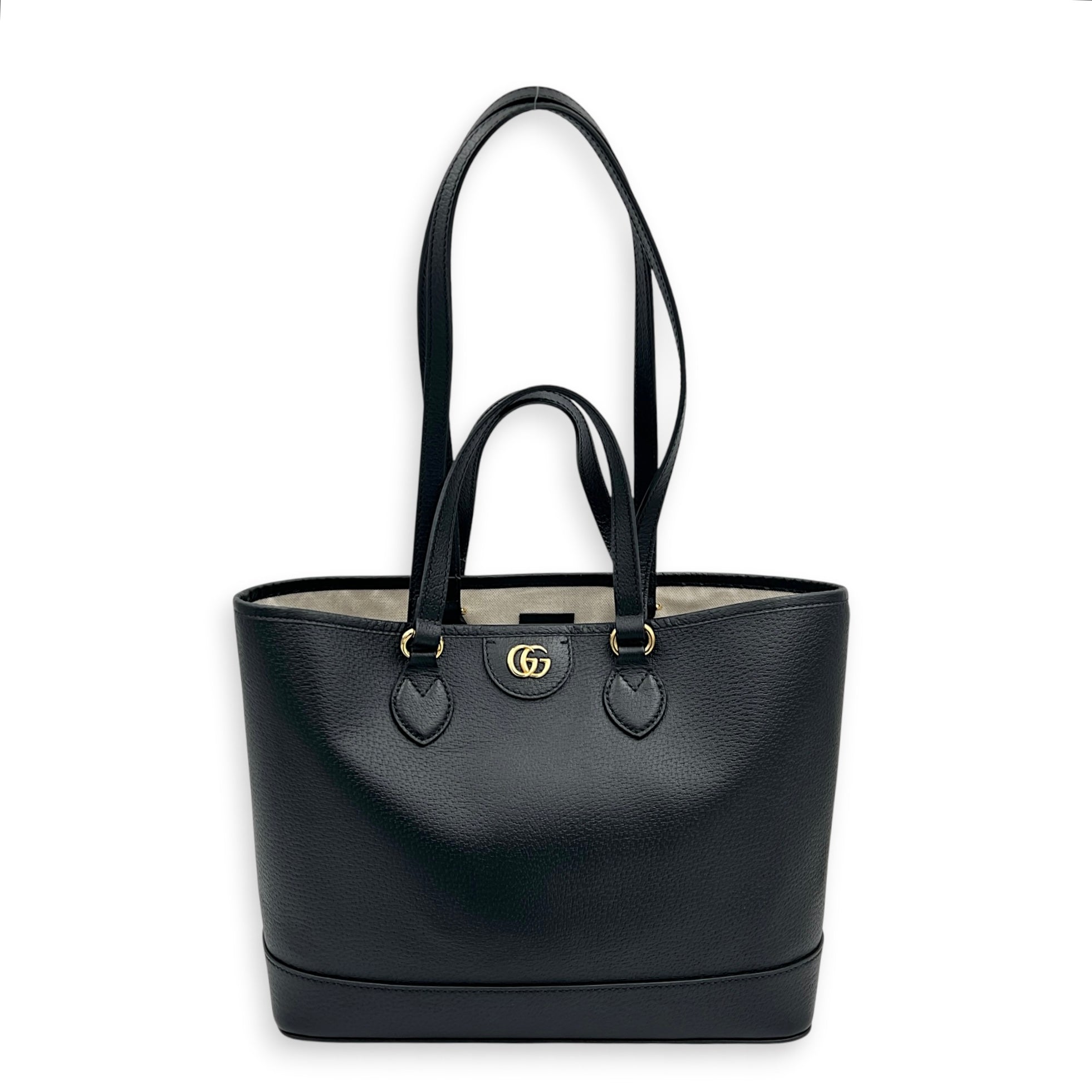 Ophidia Tote Bag Black in Calfskin, Gold hardware