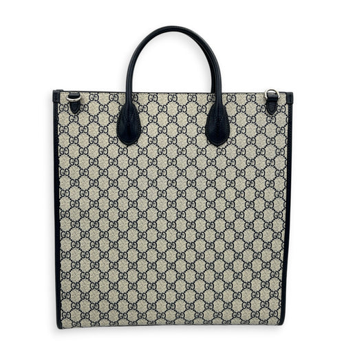 GG Interlocking Tote Bag Black in Coated Canvas, Silver hardware