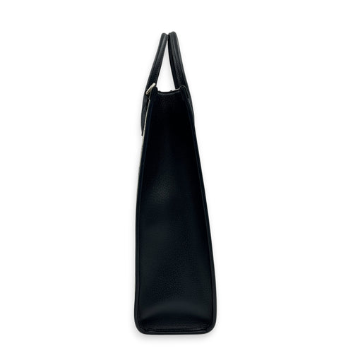 GG Interlocking Tote Bag Black in Coated Canvas, Silver hardware