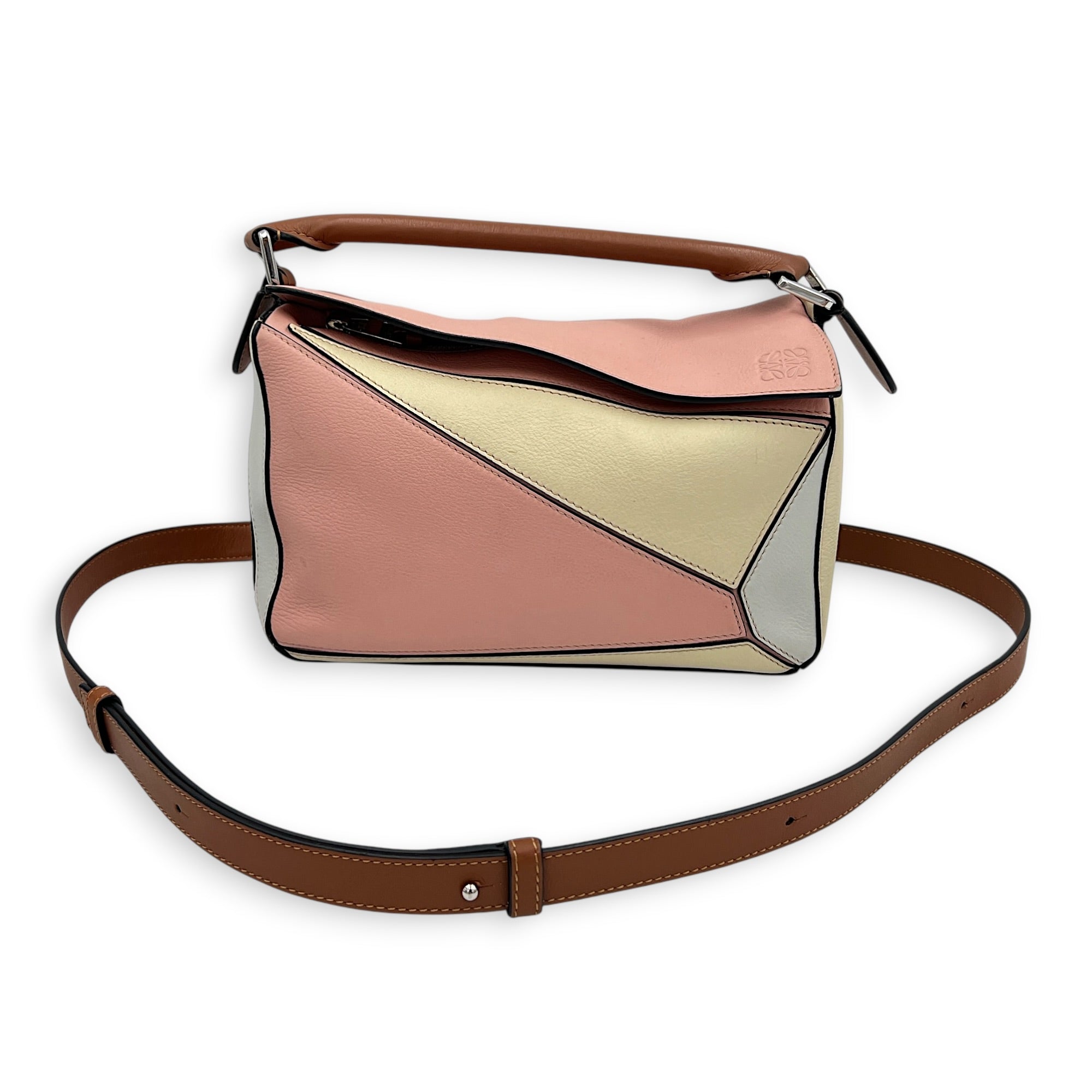 Puzzle Small Multi-colour Shoulder Bag in Calfskin, Silver hardware