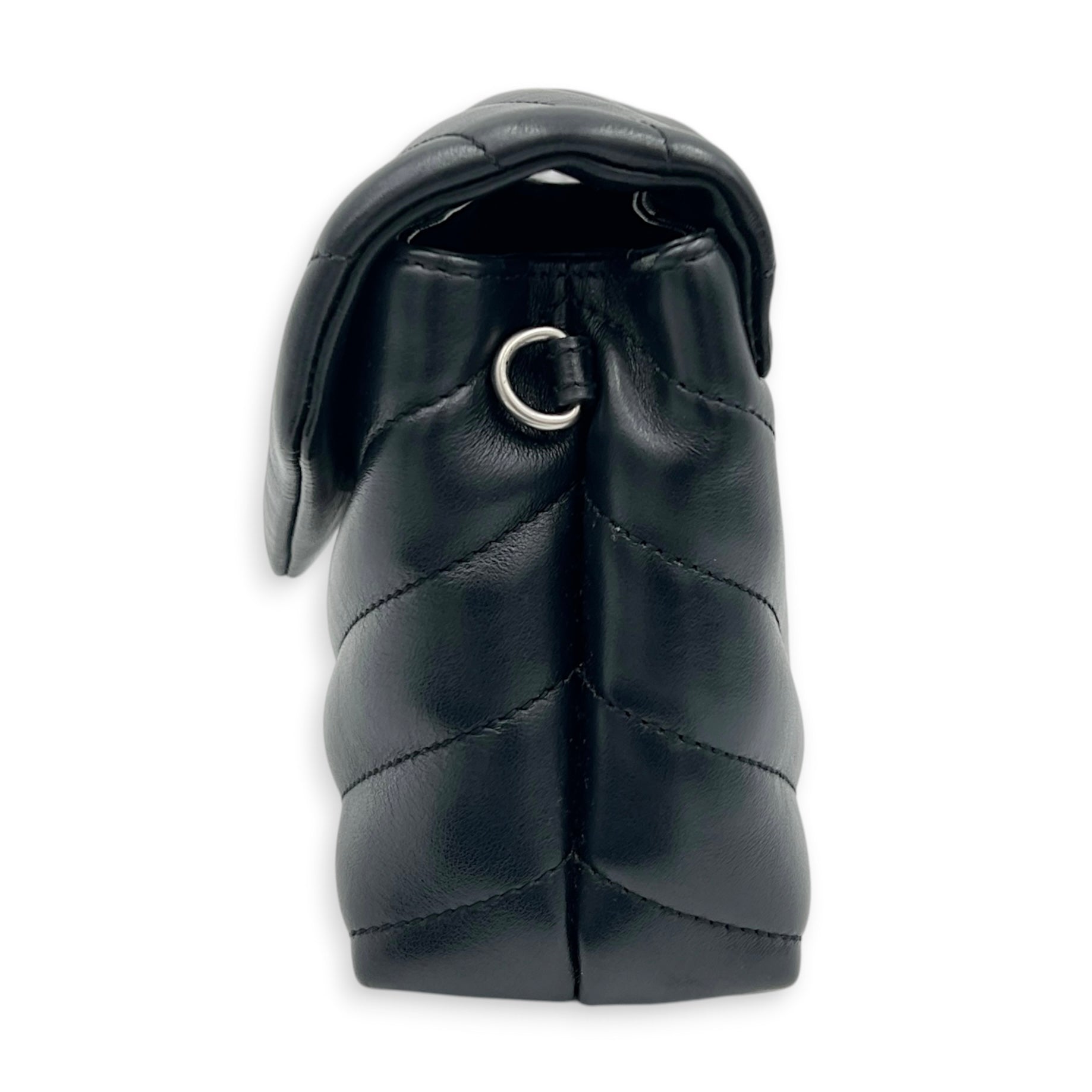 Loulou Shoulder Bag Toy Black in Calfskin, Silver hardware