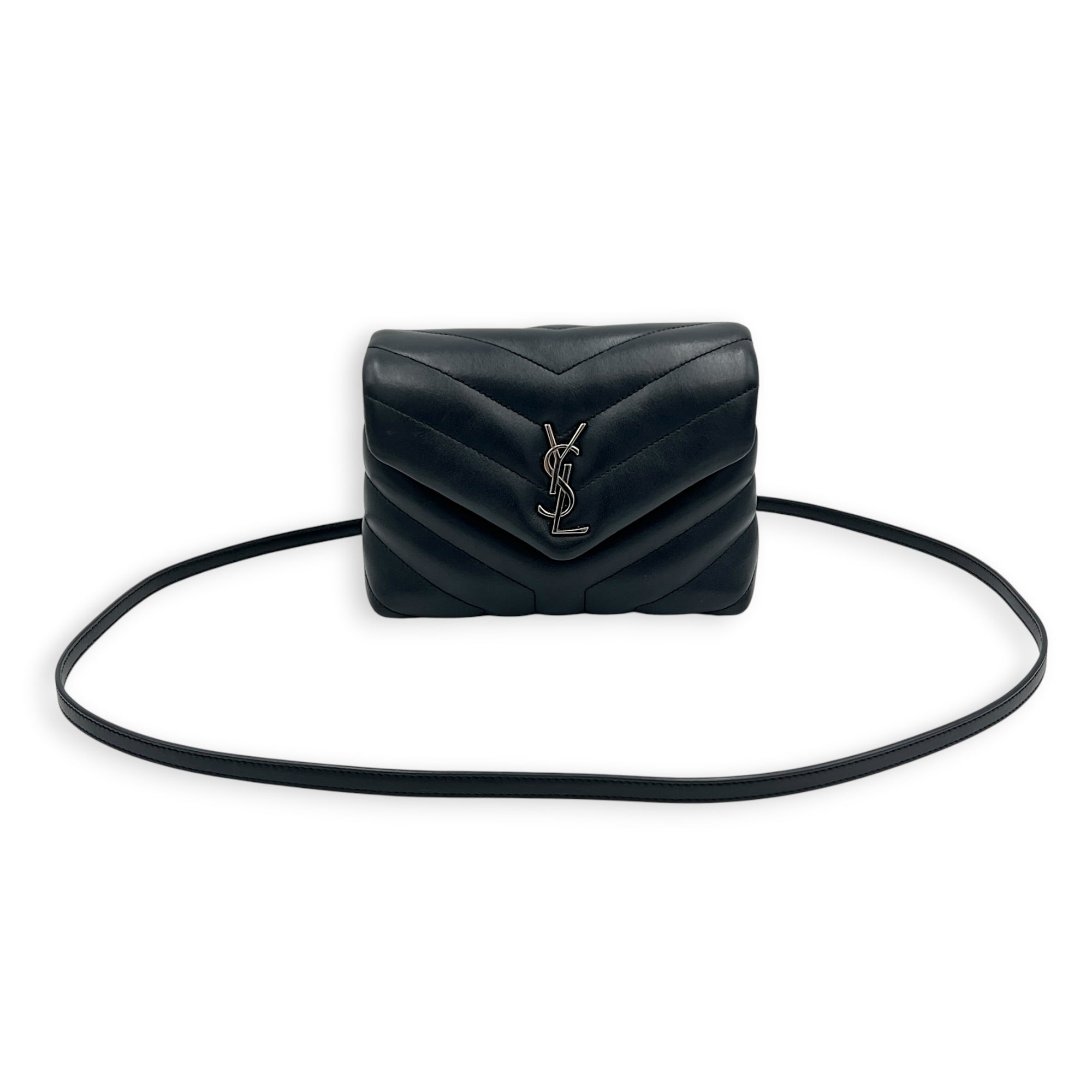 Loulou Shoulder Bag Toy Black in Calfskin, Silver hardware
