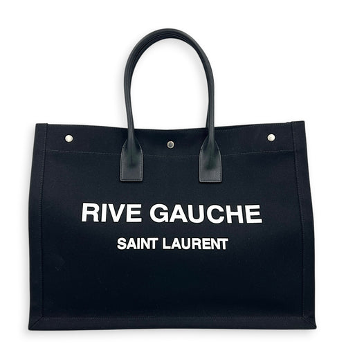 Rive Gauche Tote Bag Black in Canvas, Silver hardware