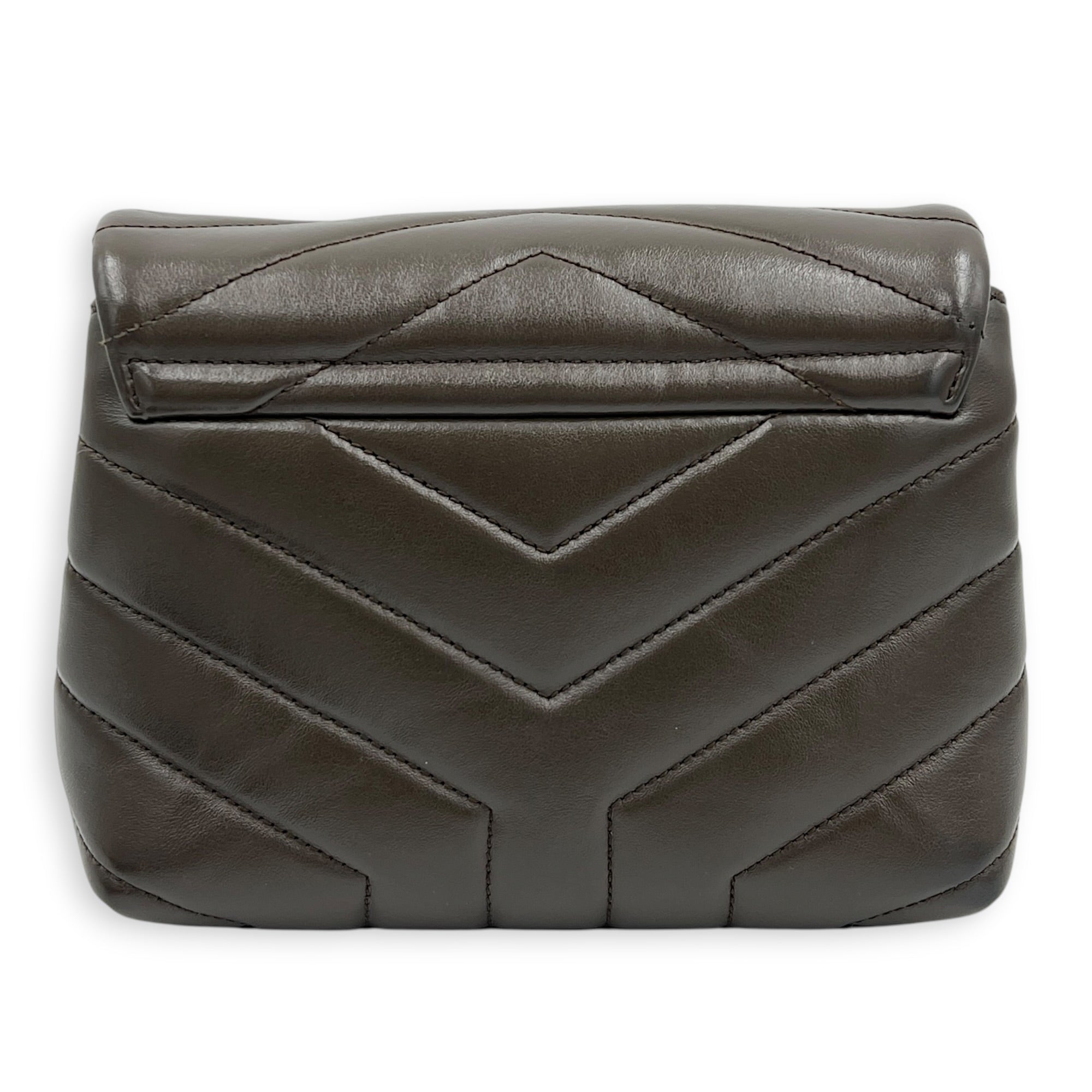 Loulou Toy Brown Shoulder Bag in Calfskin, Silver hardware