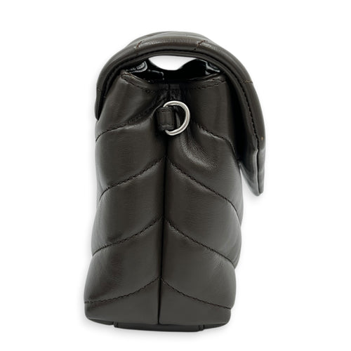 Loulou Toy Brown Shoulder Bag in Calfskin, Silver hardware