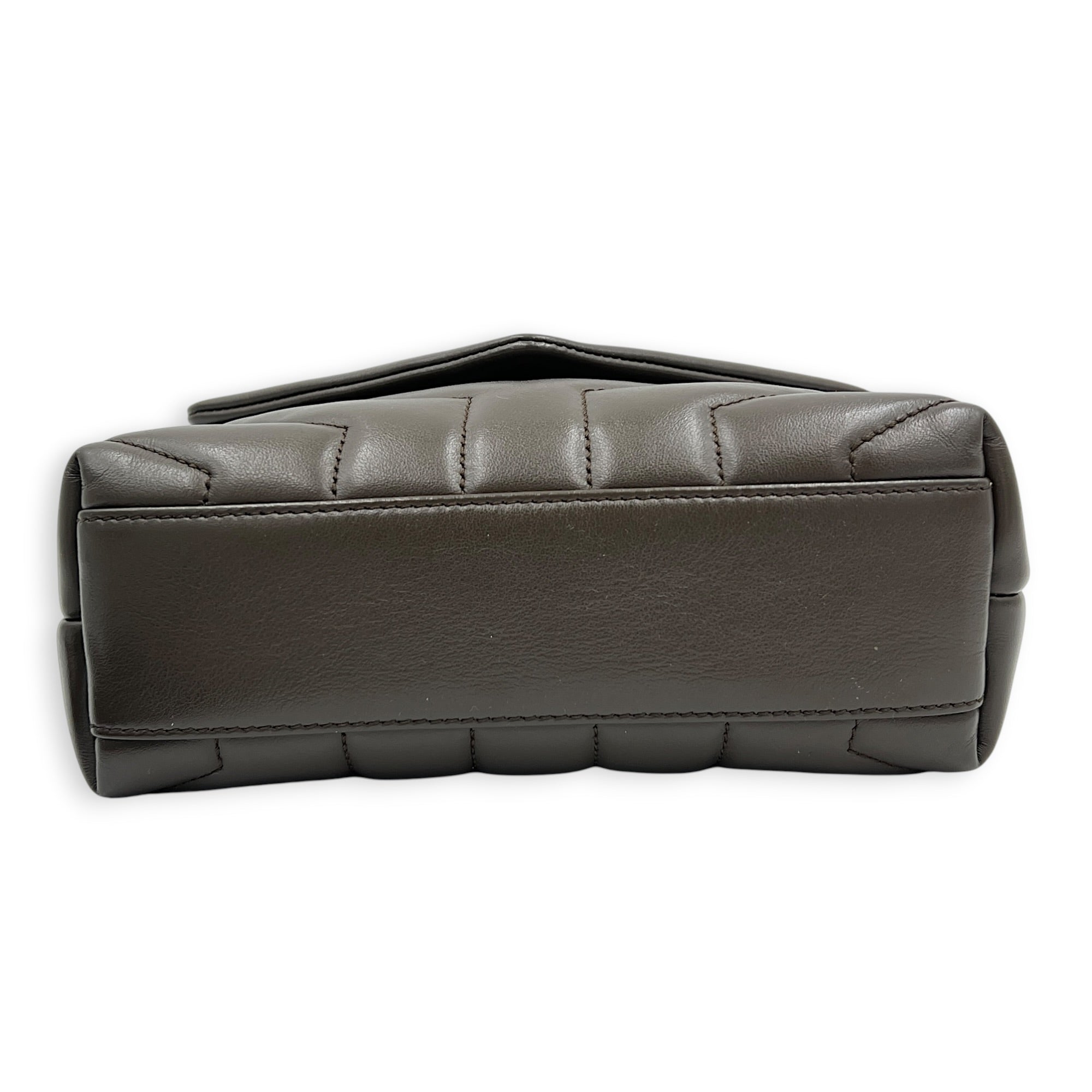 Loulou Toy Brown Shoulder Bag in Calfskin, Silver hardware