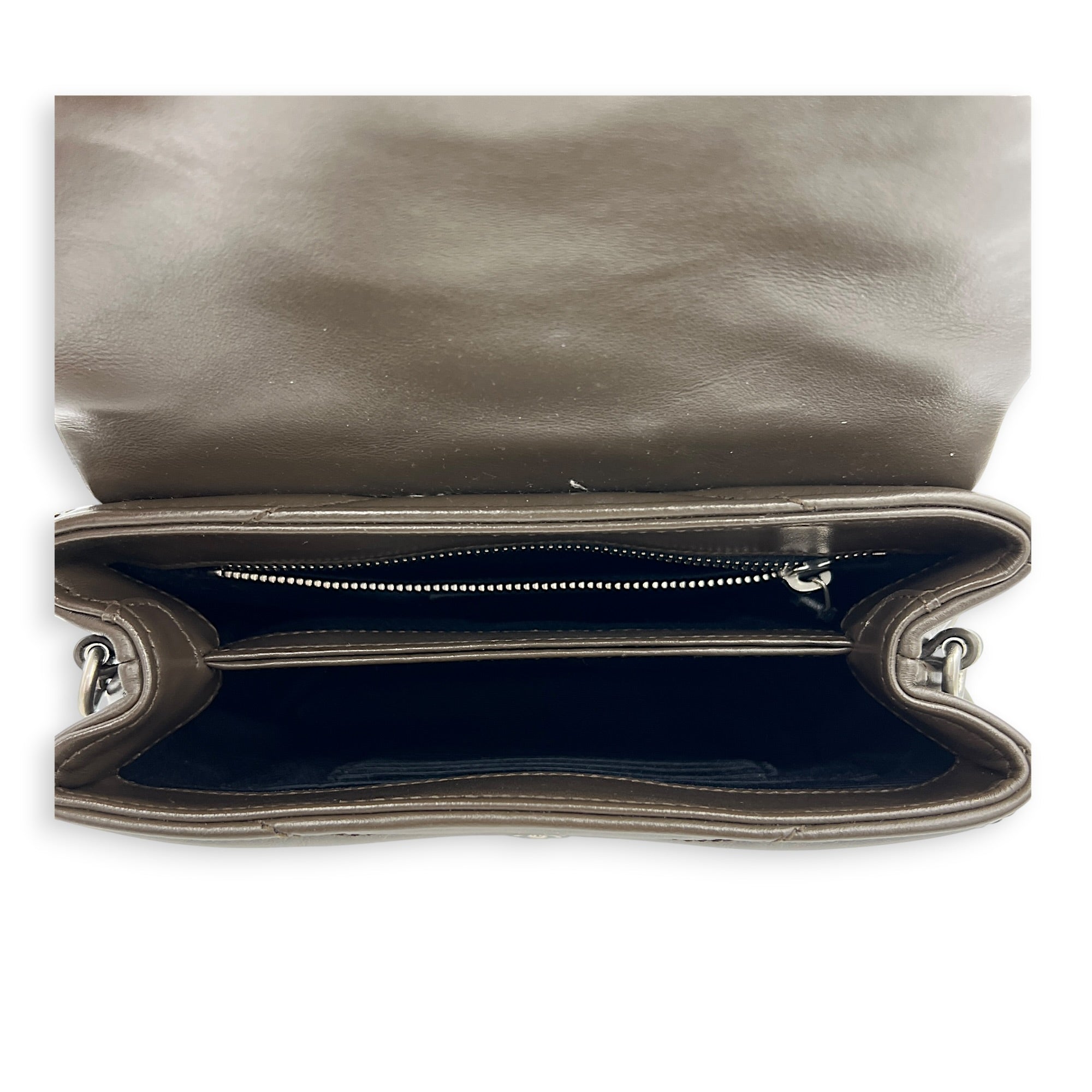 Loulou Toy Brown Shoulder Bag in Calfskin, Silver hardware