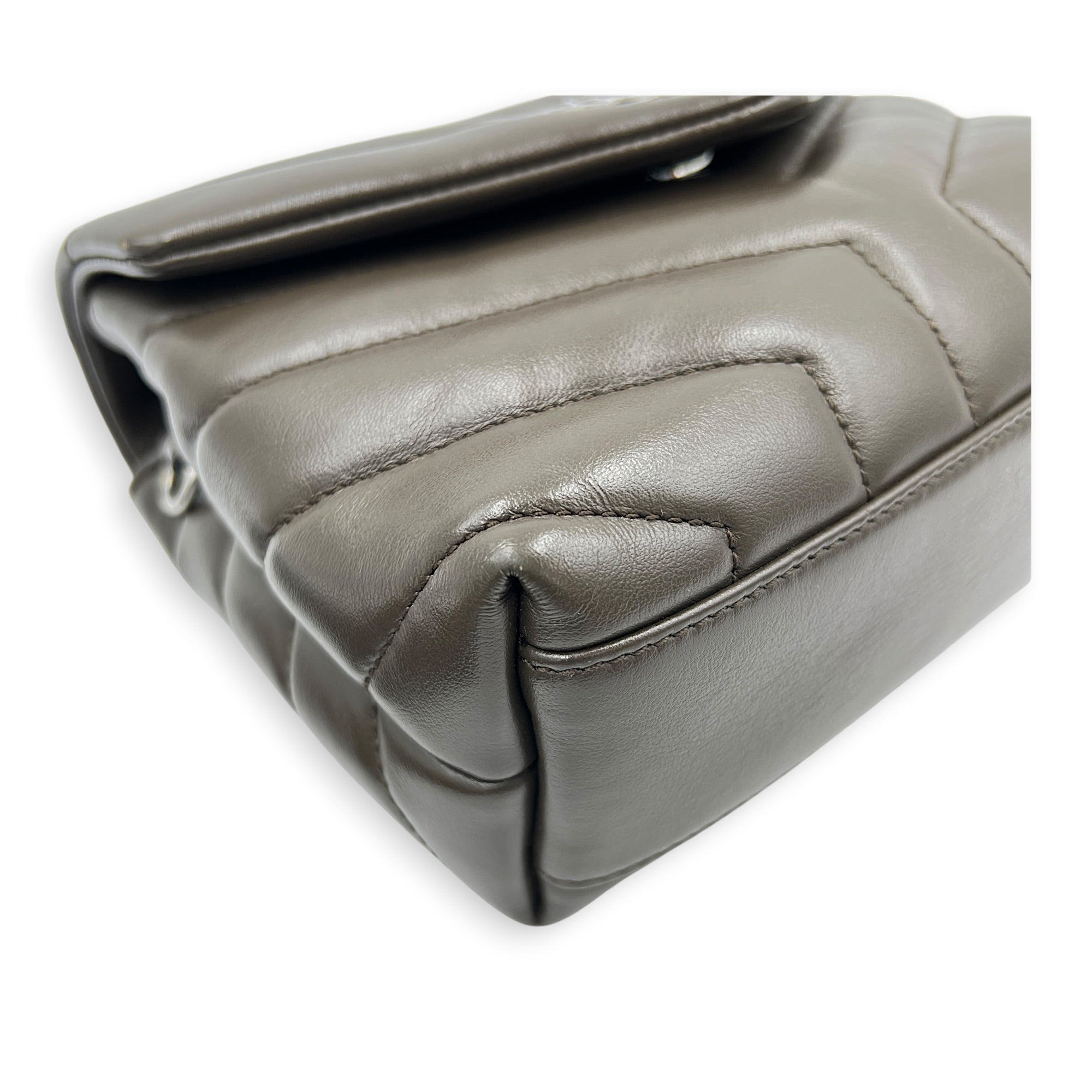 Loulou Toy Brown Shoulder Bag in Calfskin, Silver hardware