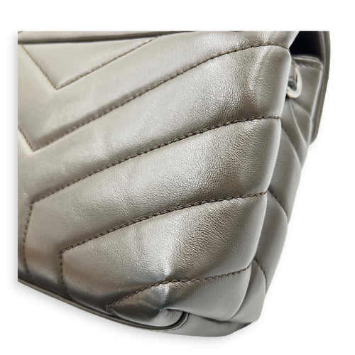 Loulou Toy Brown Shoulder Bag in Calfskin, Silver hardware