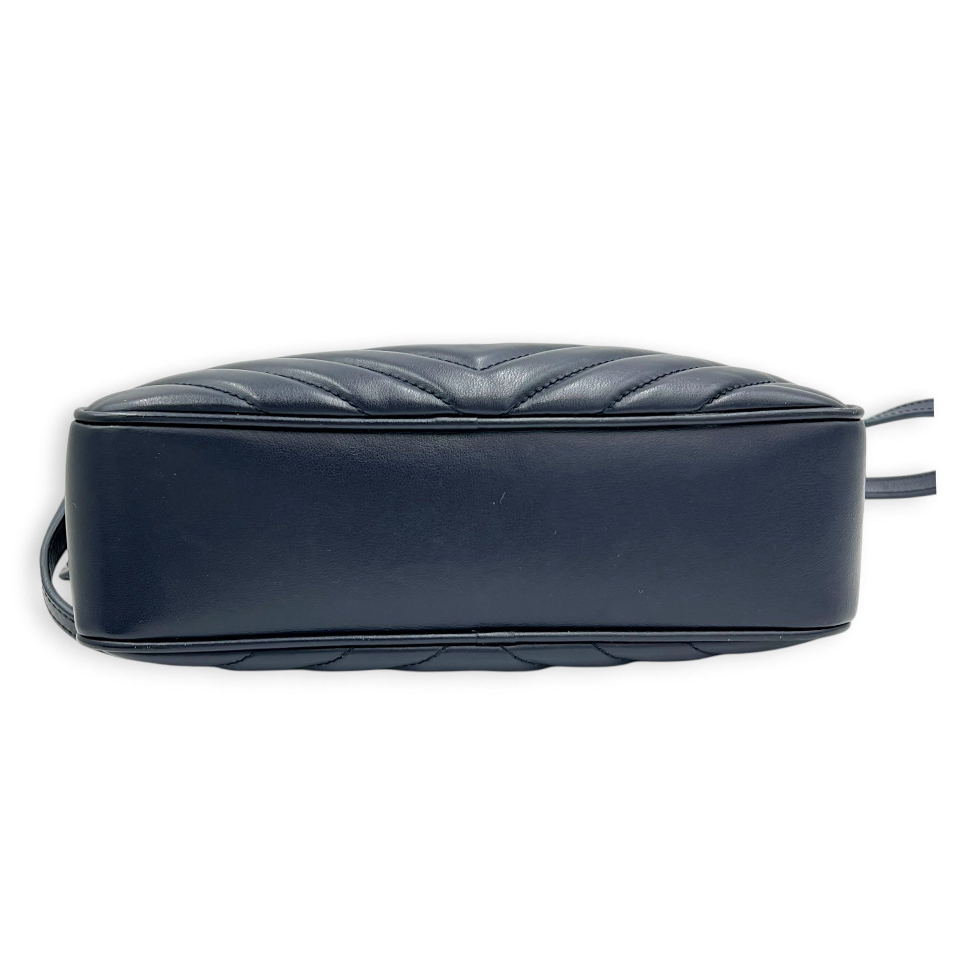 Lou Camera Shoulder Bag Blue in Calfskin, Gold hardware