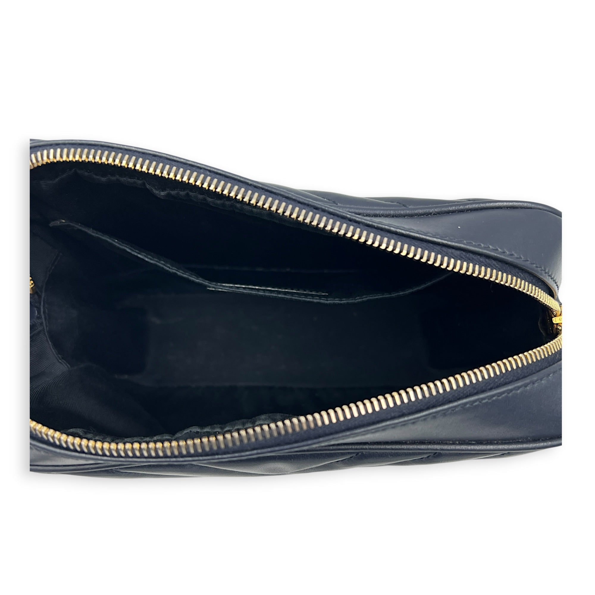 Lou Camera Shoulder Bag Blue in Calfskin, Gold hardware