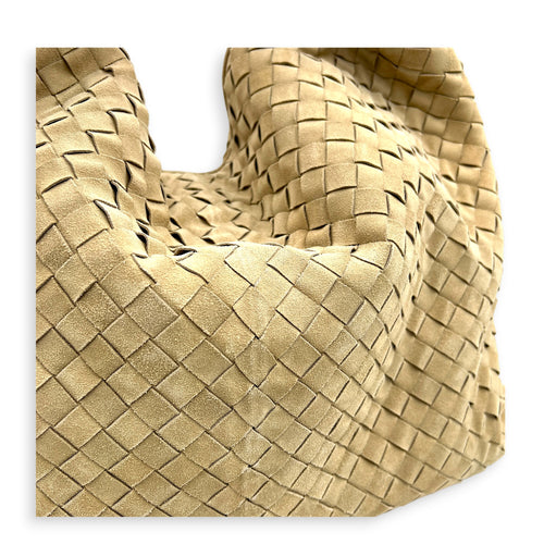Hop Shoulder Bag Maxi Beige in Suede Leather