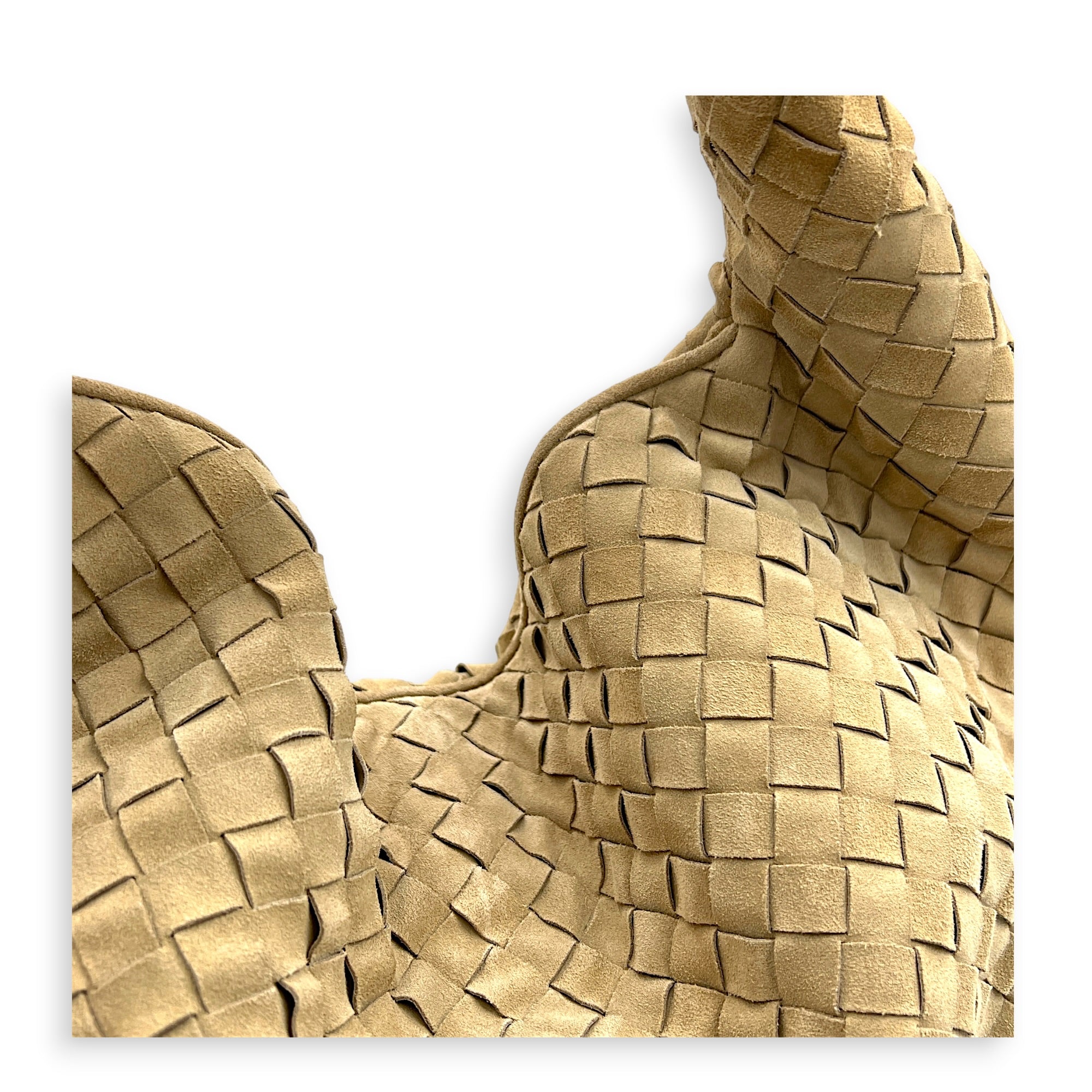Hop Shoulder Bag Maxi Beige in Suede Leather