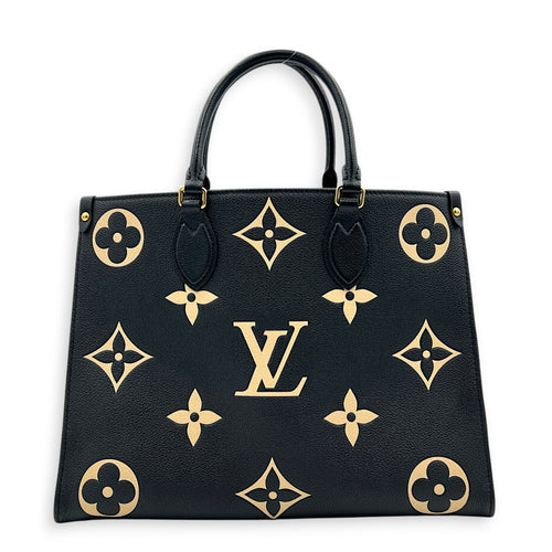 OnTheGo Tote Bag MM Black in Empreinte Leather, Gold hardware