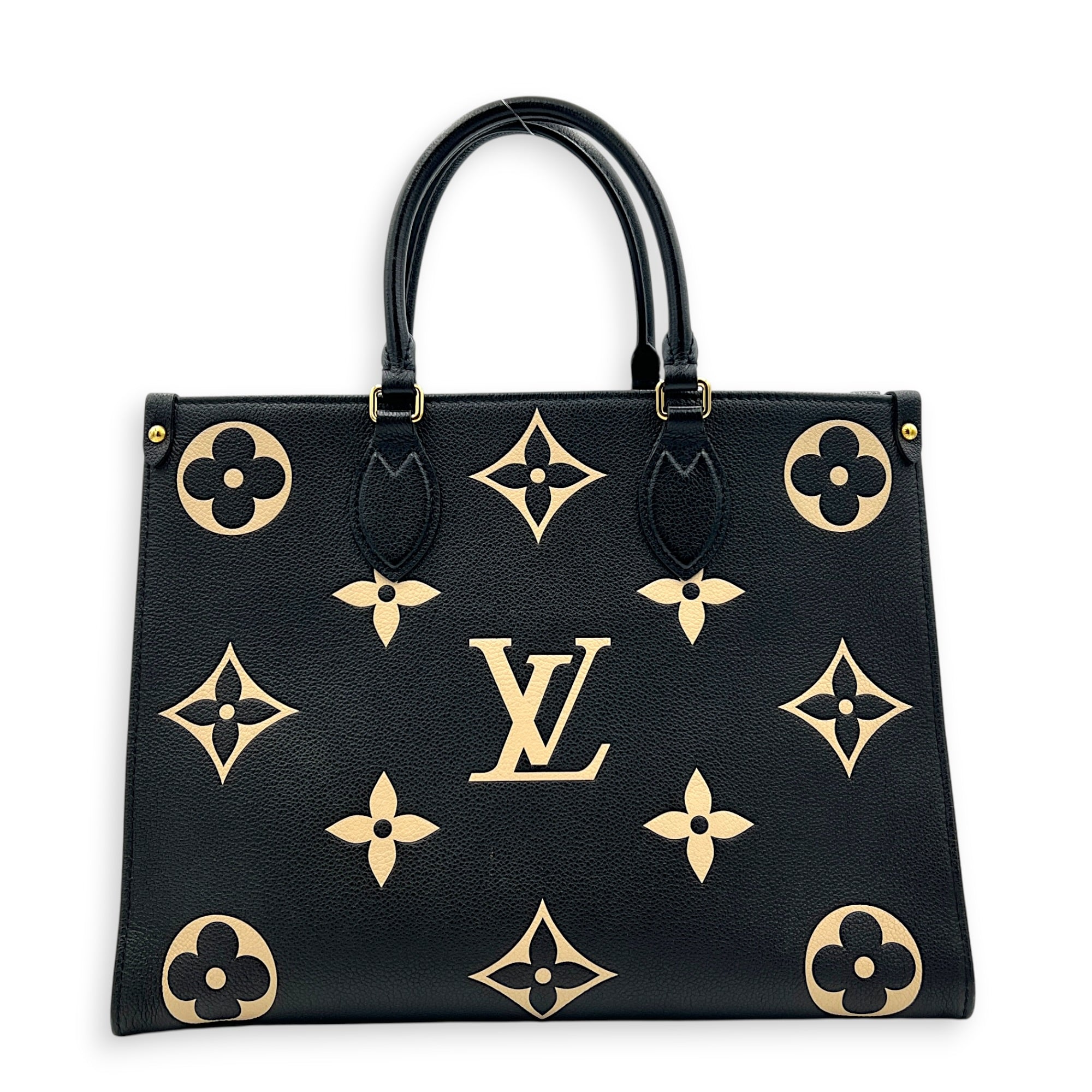 OnTheGo Tote Bag MM Black in Empreinte Leather, Gold hardware
