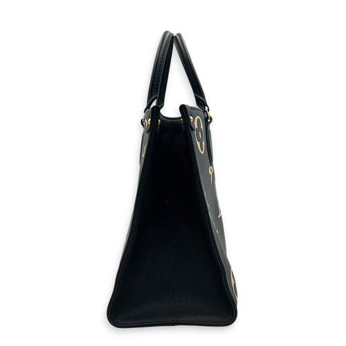 OnTheGo Tote Bag MM Black in Empreinte Leather, Gold hardware