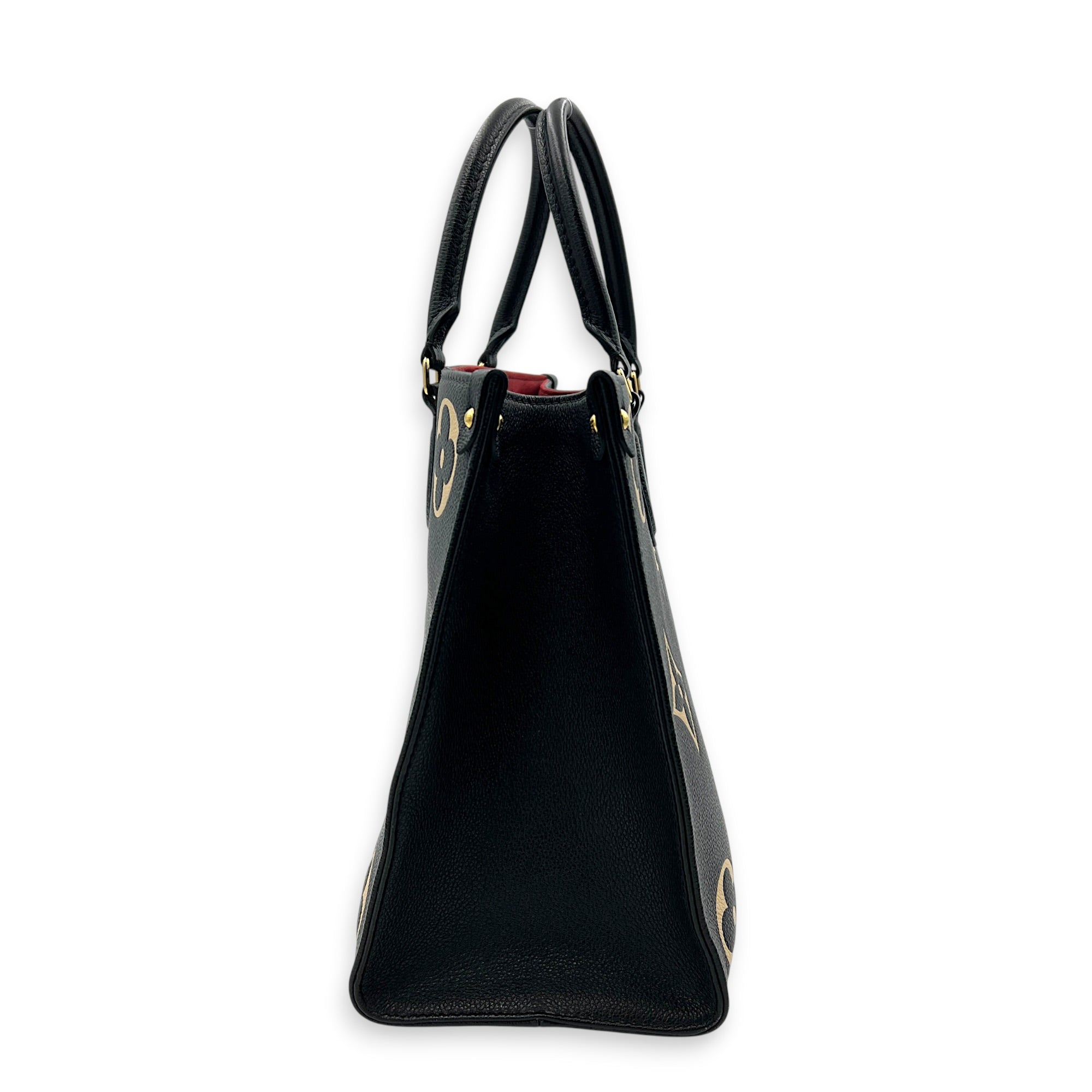 OnTheGo Tote Bag MM Black in Empreinte Leather, Gold hardware