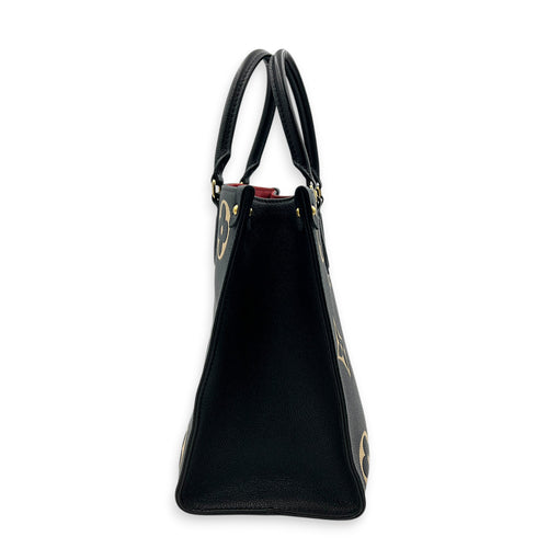 OnTheGo Tote Bag MM Black in Empreinte Leather, Gold hardware