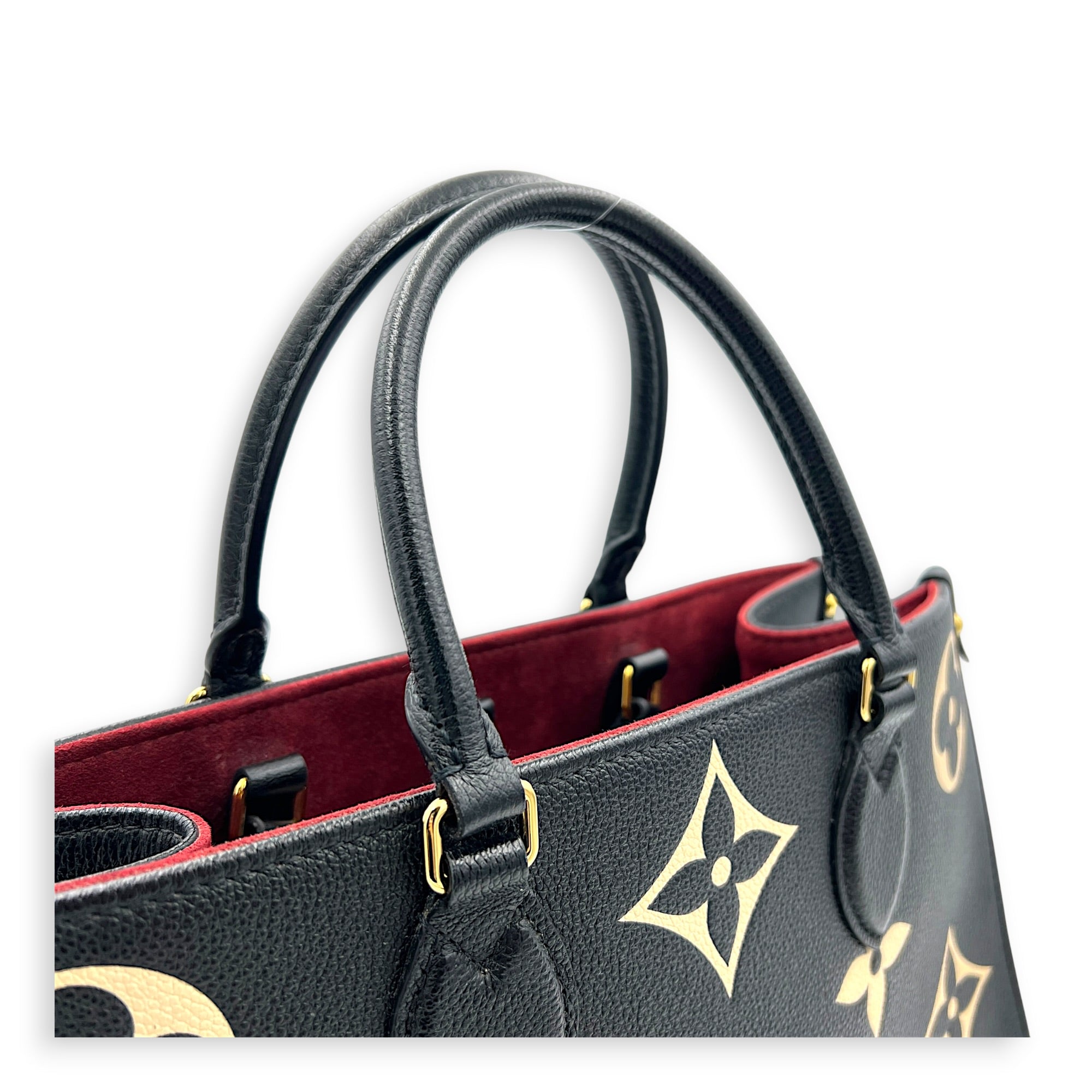 OnTheGo Tote Bag MM Black in Empreinte Leather, Gold hardware