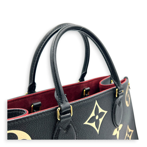 OnTheGo Tote Bag MM Black in Empreinte Leather, Gold hardware