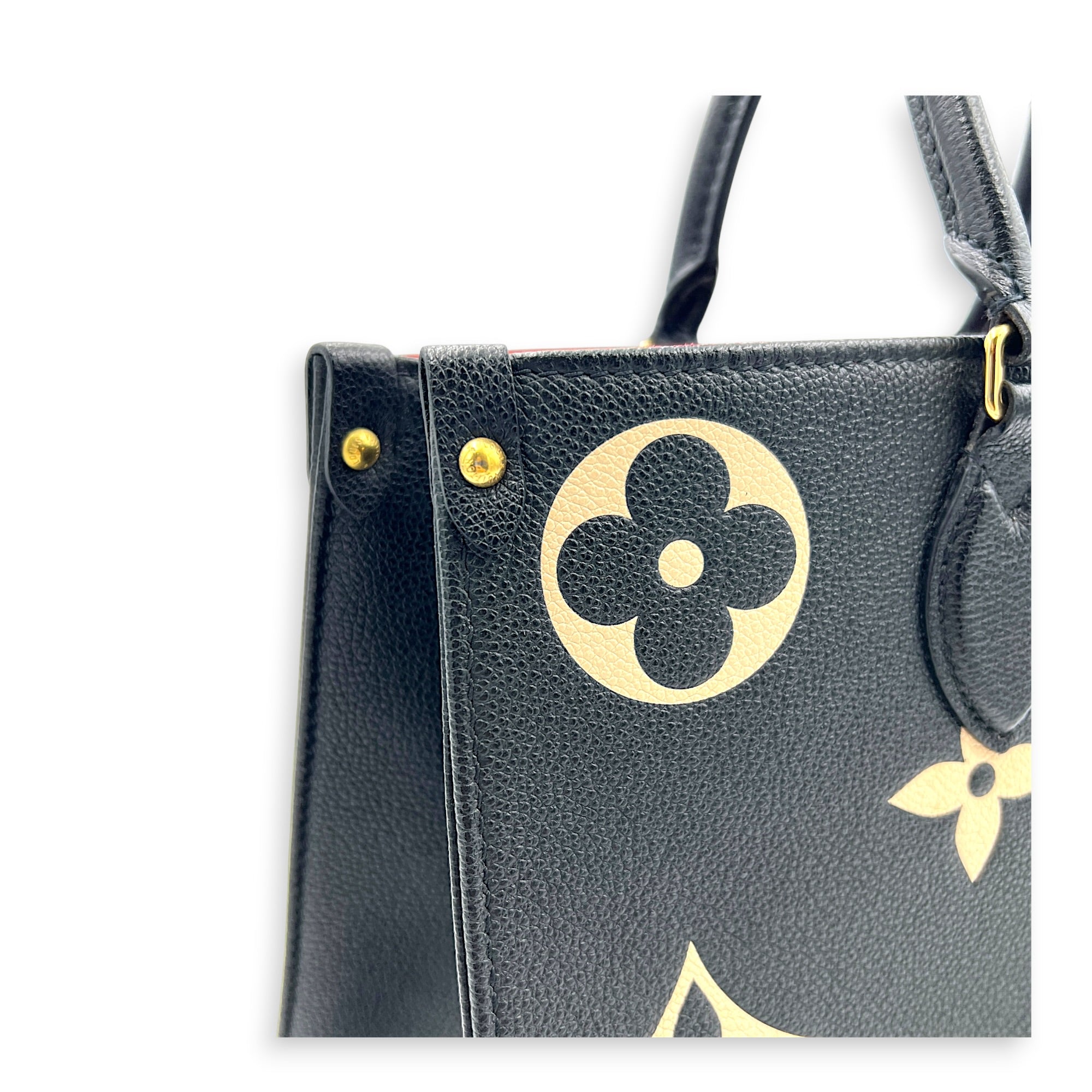OnTheGo Tote Bag MM Black in Empreinte Leather, Gold hardware