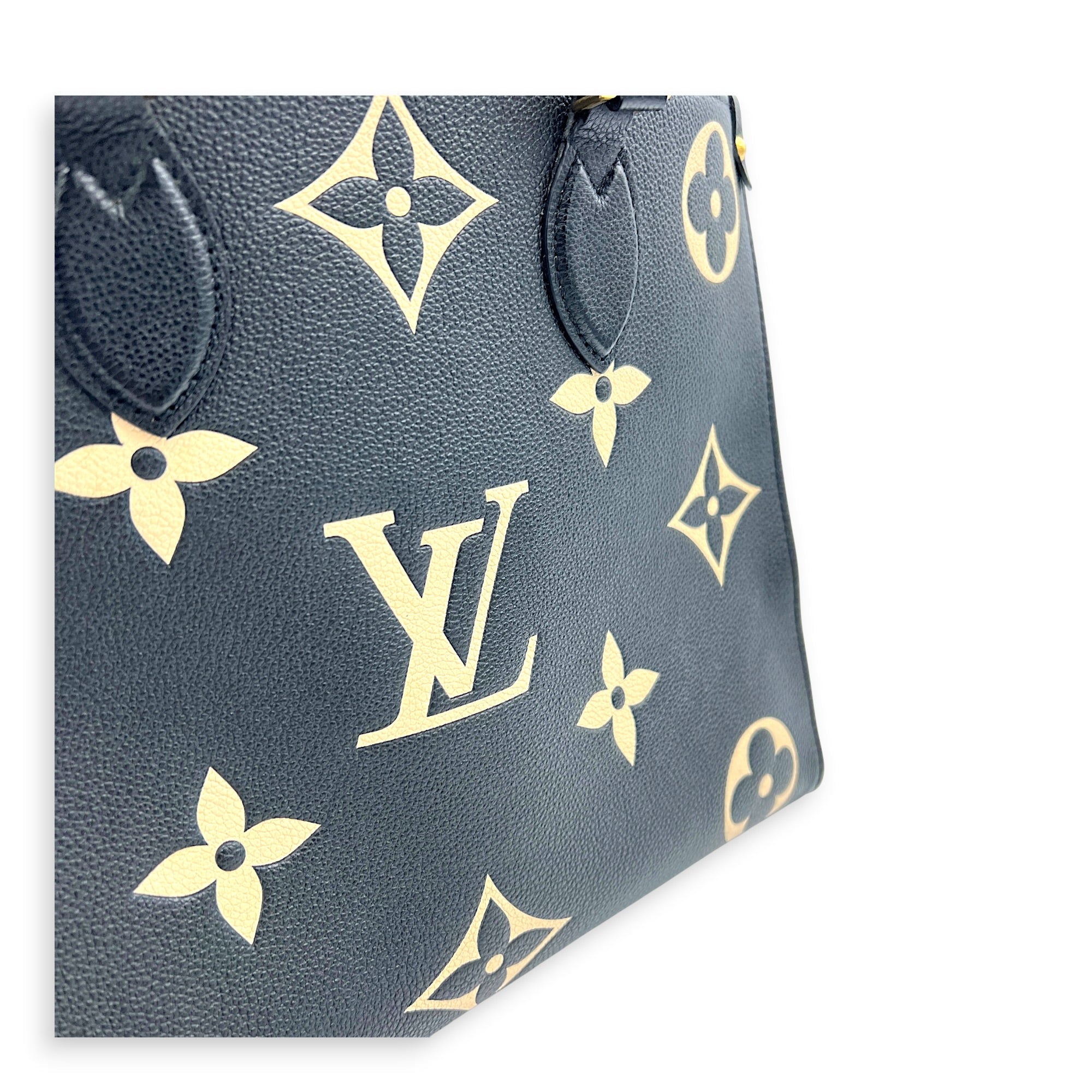 OnTheGo Tote Bag MM Black in Empreinte Leather, Gold hardware