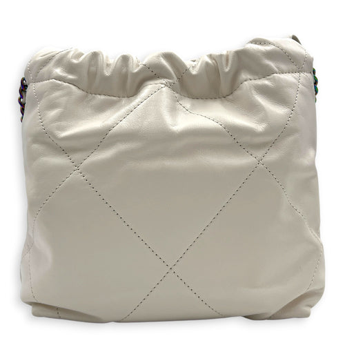 22 Tote Top Handle Bag Mini White in Lambskin, Iridescent hardware