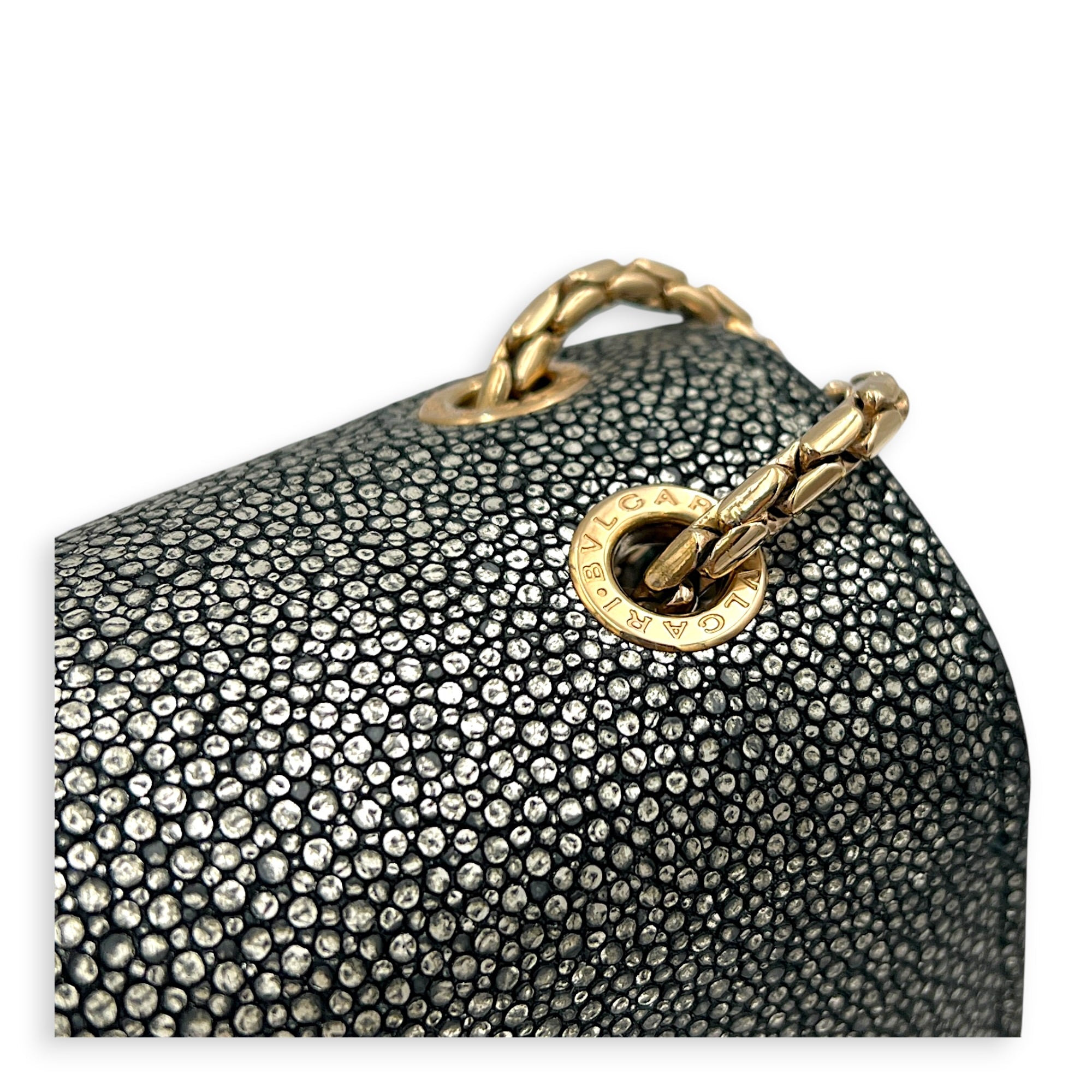 Serpenti Forever Shoulder Bag Grey in Stringray, Gold hardware