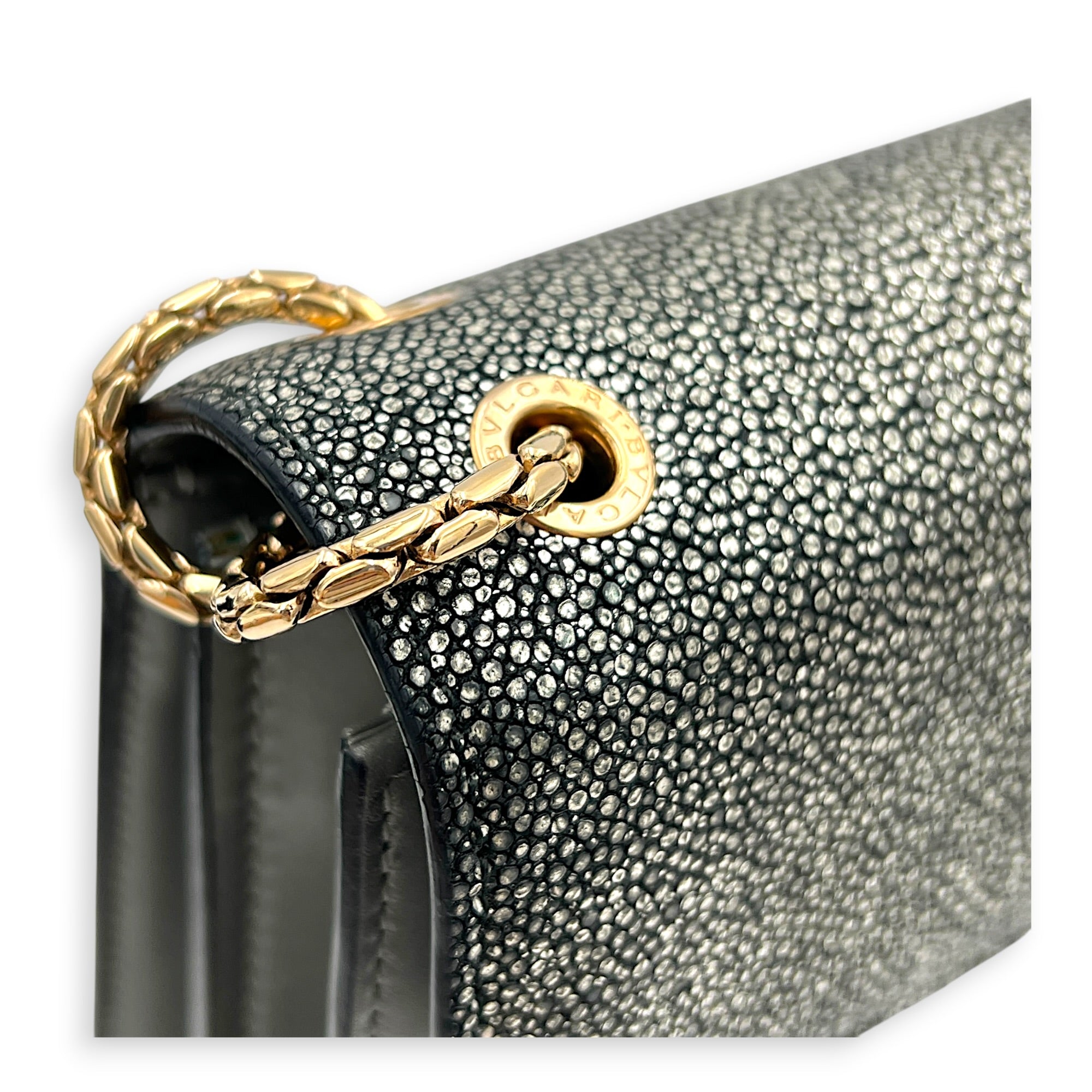 Serpenti Forever Shoulder Bag Grey in Stringray, Gold hardware